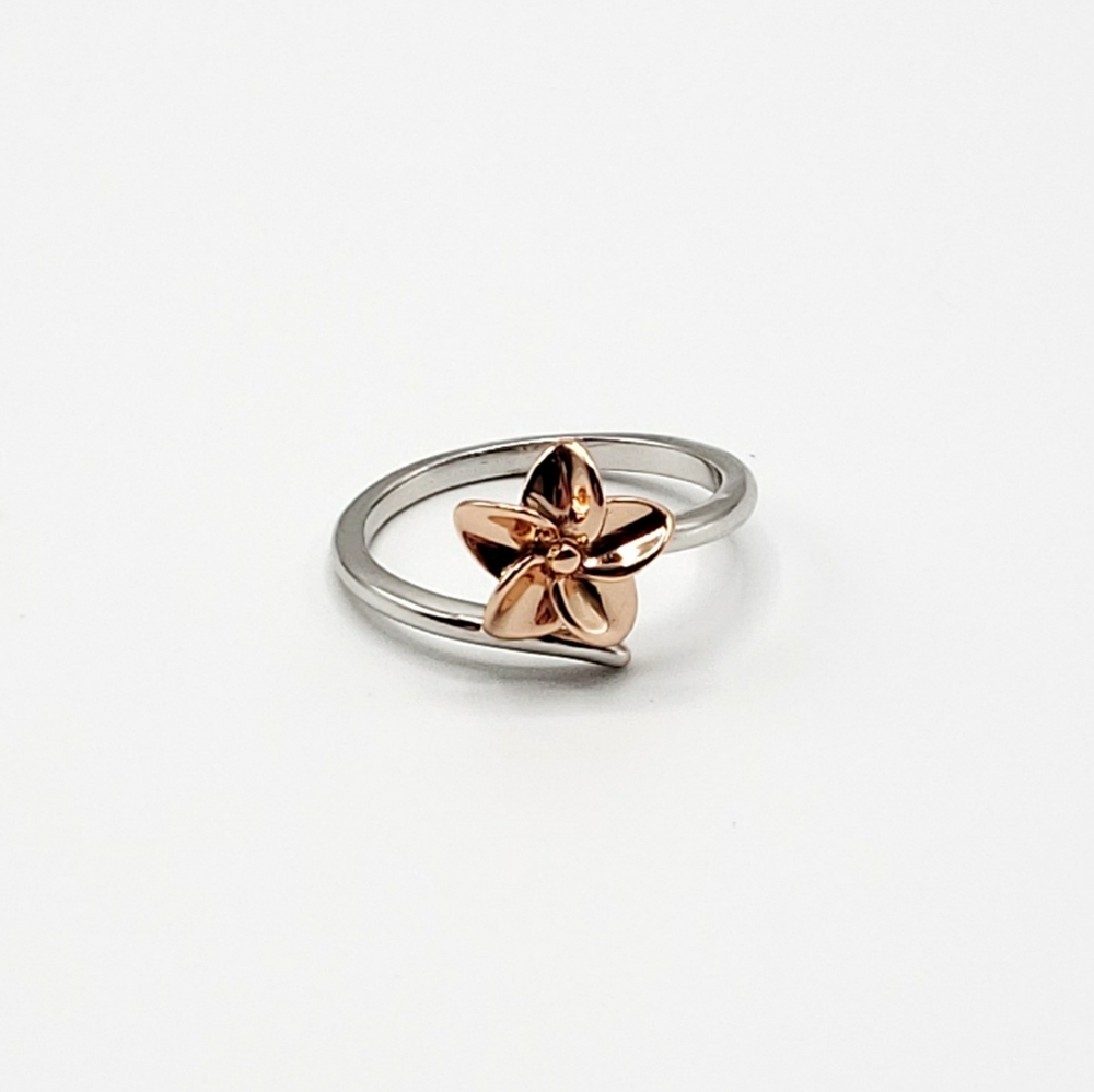 Rose Gold Plumeria Sterling Silver Ring